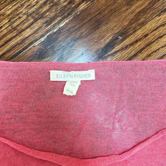 Eileen fisher quarter sleeve medium light knit top pink organic linen - Picture 9 of 16